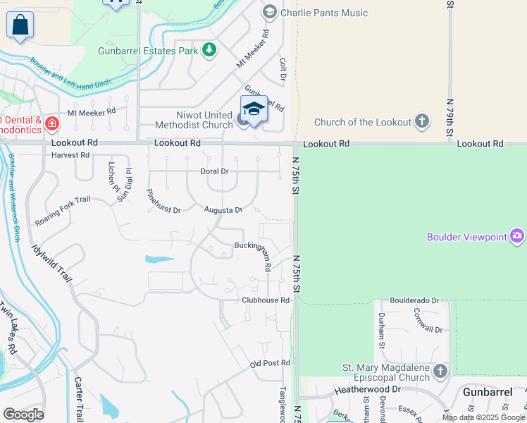 map of restaurants, bars, coffee shops, grocery stores, and more near 5234 Desert Pine Court in Boulder