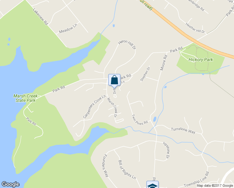 map of restaurants, bars, coffee shops, grocery stores, and more near 606 Driftwood Lane in Downingtown