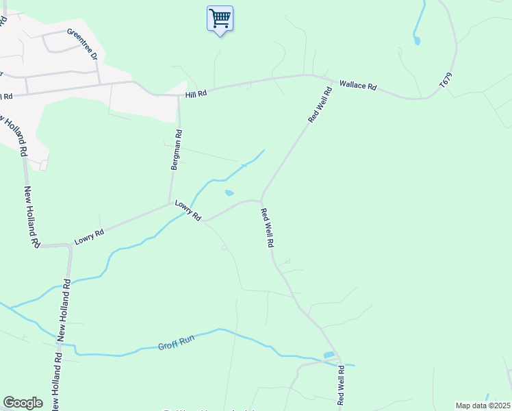 map of restaurants, bars, coffee shops, grocery stores, and more near 186 Red Well Road in New Holland