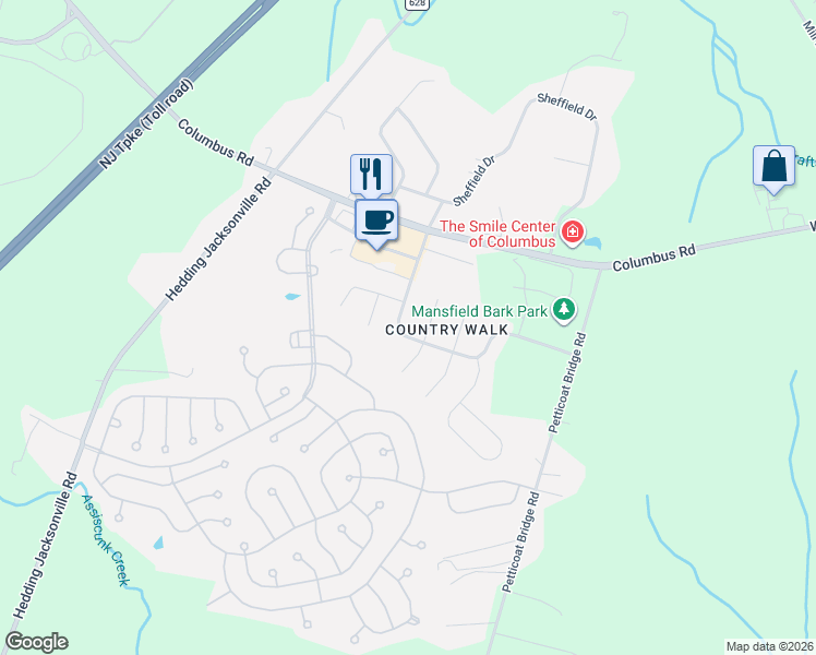 map of restaurants, bars, coffee shops, grocery stores, and more near 19 Fieldcrest Drive in Mansfield