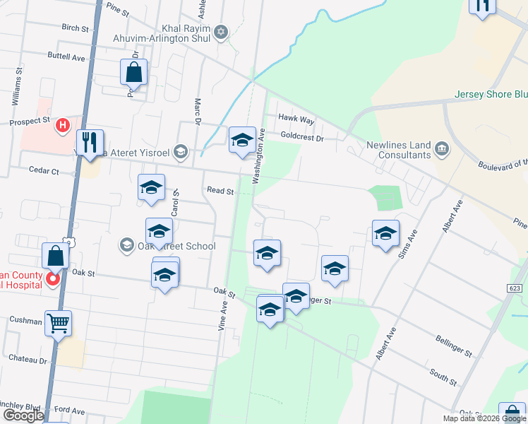 map of restaurants, bars, coffee shops, grocery stores, and more near 135 Coles Way in Lakewood