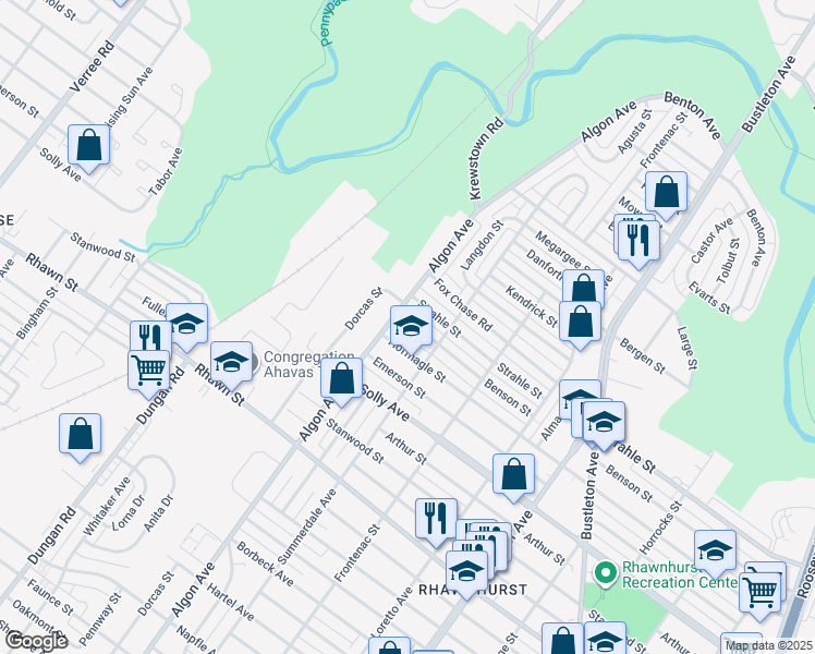 map of restaurants, bars, coffee shops, grocery stores, and more near 1616 Benson Street in Philadelphia