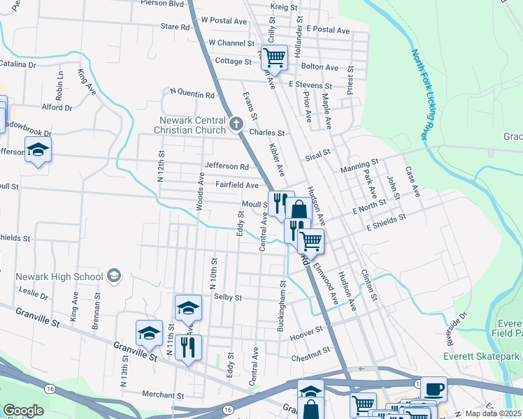 map of restaurants, bars, coffee shops, grocery stores, and more near 464 Central Avenue in Newark