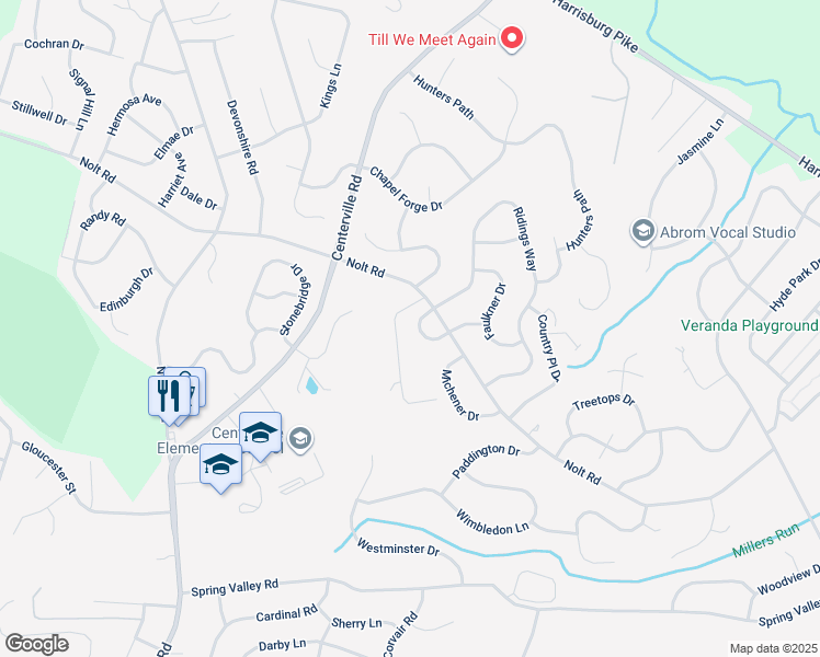 map of restaurants, bars, coffee shops, grocery stores, and more near 2848 O Henry Circle in Lancaster