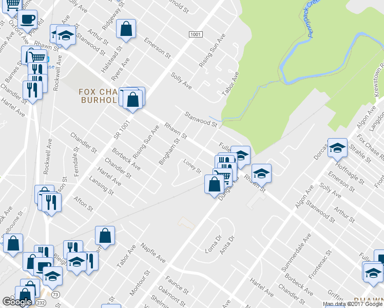 map of restaurants, bars, coffee shops, grocery stores, and more near 1129 Ripley Street in Philadelphia