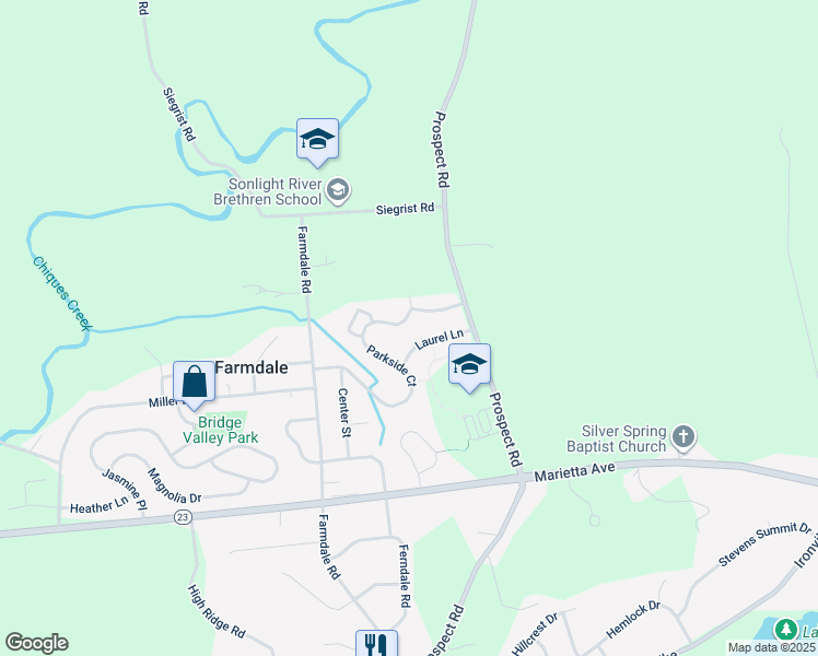 map of restaurants, bars, coffee shops, grocery stores, and more near 3996 Parkside Court in Mount Joy