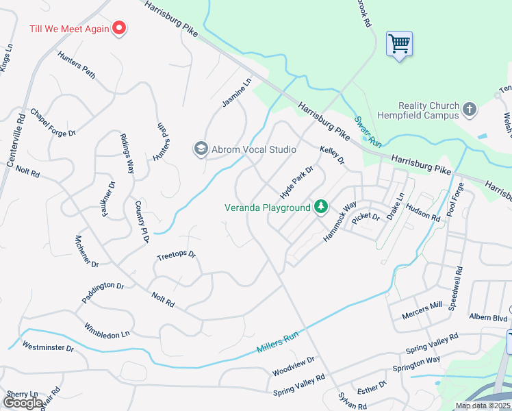 map of restaurants, bars, coffee shops, grocery stores, and more near 1335 Sylvan Road in Lancaster