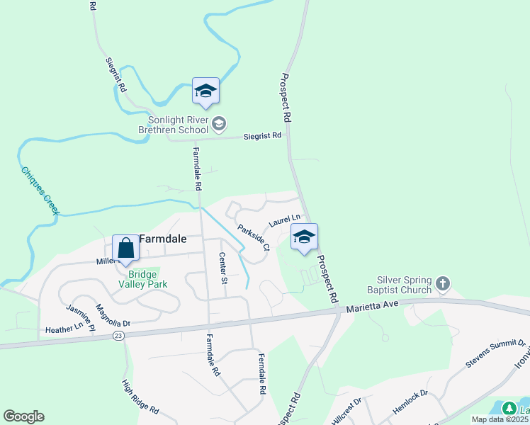 map of restaurants, bars, coffee shops, grocery stores, and more near 3996 Parkside Court in Mount Joy