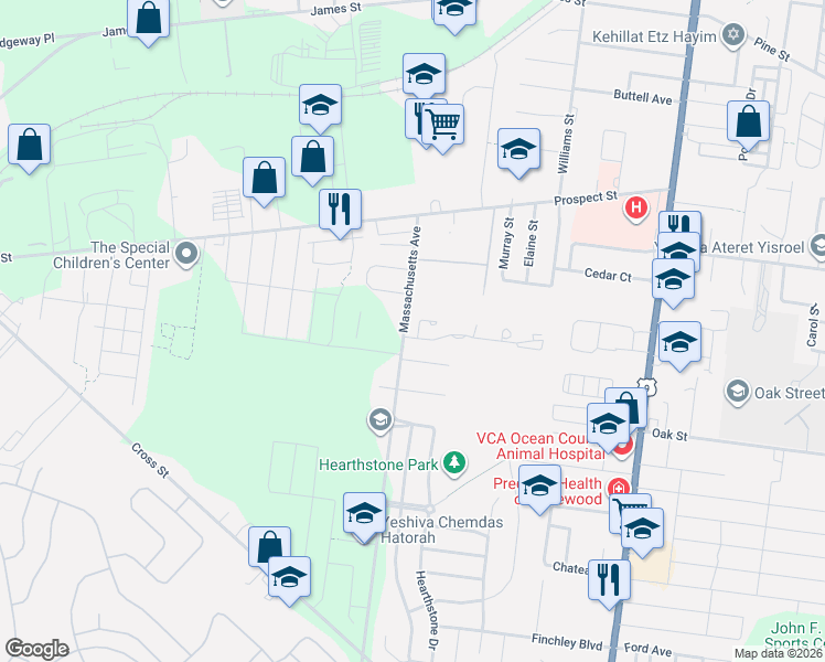 map of restaurants, bars, coffee shops, grocery stores, and more near 1 White Dove Court in Lakewood