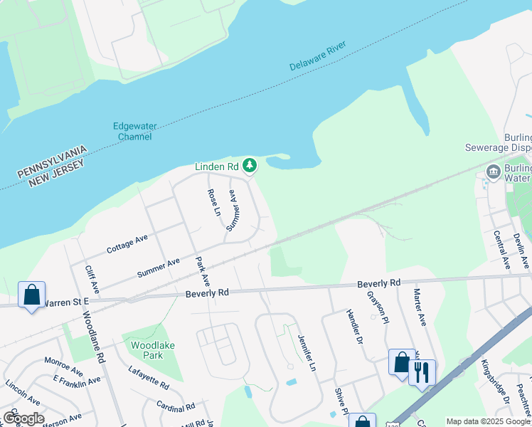 map of restaurants, bars, coffee shops, grocery stores, and more near 55 Linden Road in Burlington