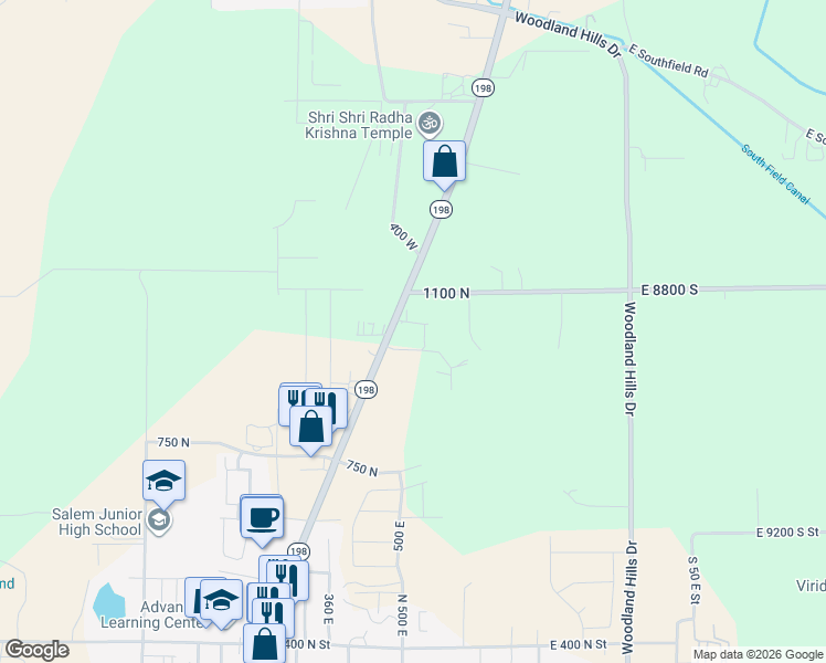 map of restaurants, bars, coffee shops, grocery stores, and more near 1032 South State Road in Salem