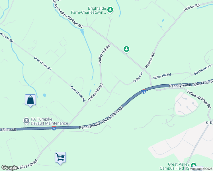 map of restaurants, bars, coffee shops, grocery stores, and more near 11 Pyle Lane in Malvern