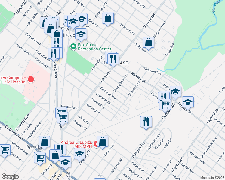 map of restaurants, bars, coffee shops, grocery stores, and more near 939 Borbeck Avenue in Philadelphia