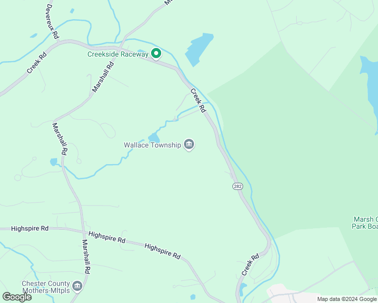 map of restaurants, bars, coffee shops, grocery stores, and more near 1250 Creek Road in Glenmoore