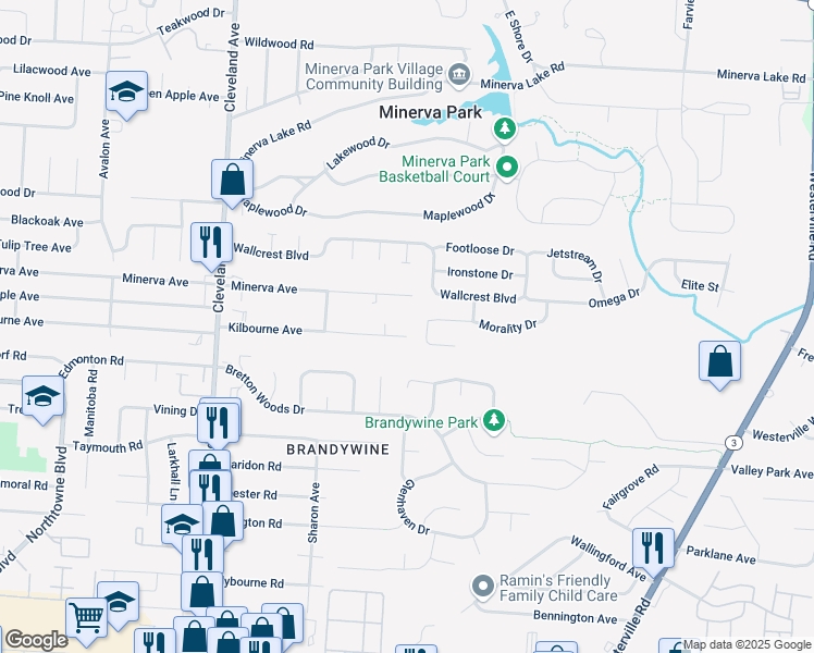 map of restaurants, bars, coffee shops, grocery stores, and more near 4861 Victory Court in Columbus