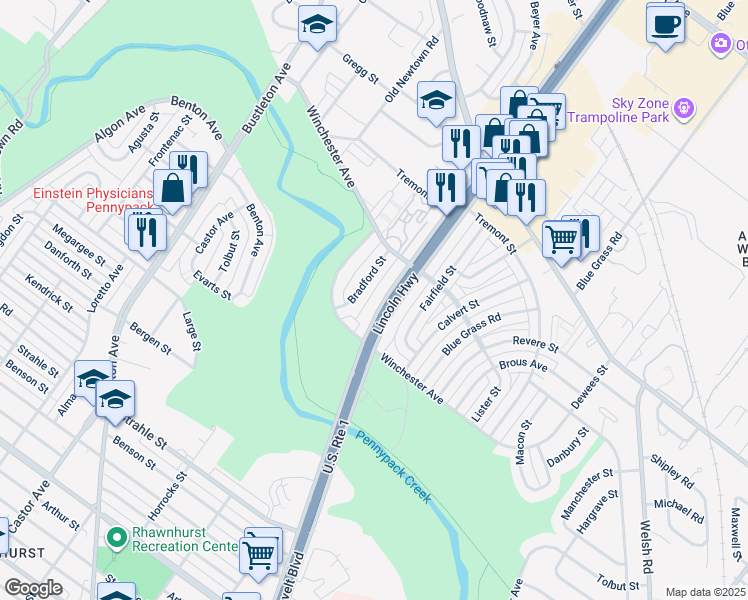map of restaurants, bars, coffee shops, grocery stores, and more near 8822 Roosevelt Boulevard in Philadelphia
