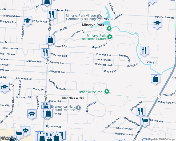 map of restaurants, bars, coffee shops, grocery stores, and more near 4861 Victory Court in Columbus
