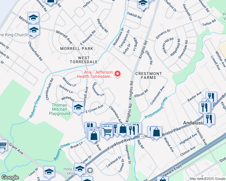map of restaurants, bars, coffee shops, grocery stores, and more near 3649 N Hereford Ln in Philadelphia