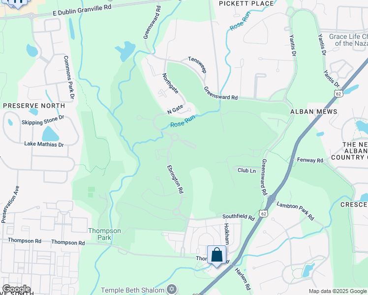 map of restaurants, bars, coffee shops, grocery stores, and more near 13 Highgrove in New Albany