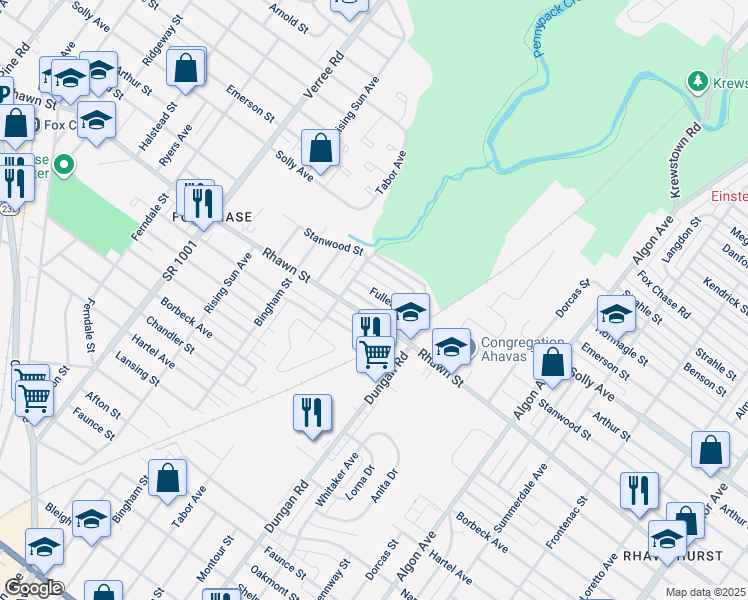 map of restaurants, bars, coffee shops, grocery stores, and more near 1220 Fuller Street in Philadelphia