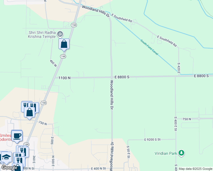 map of restaurants, bars, coffee shops, grocery stores, and more near 32 West 8800 South Street in Spanish Fork