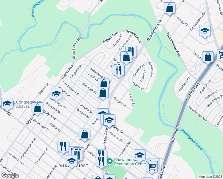 map of restaurants, bars, coffee shops, grocery stores, and more near in Philadelphia