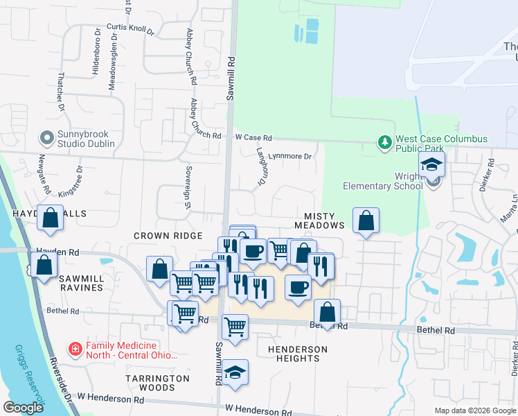 map of restaurants, bars, coffee shops, grocery stores, and more near 2763 Delcane Drive in Columbus