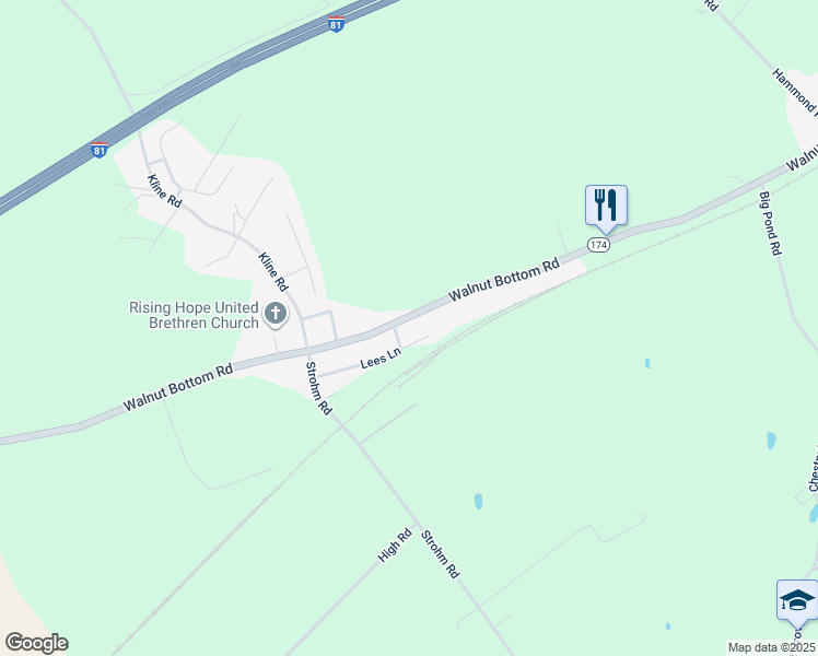 map of restaurants, bars, coffee shops, grocery stores, and more near 650 Walnut Bottom Road in Shippensburg