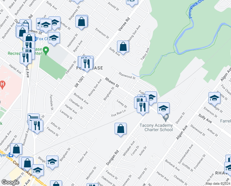 map of restaurants, bars, coffee shops, grocery stores, and more near 1111 Ripley Street in Philadelphia