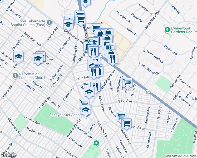 map of restaurants, bars, coffee shops, grocery stores, and more near in Philadelphia