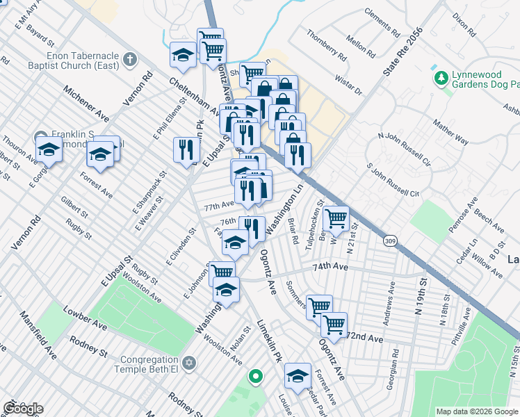 map of restaurants, bars, coffee shops, grocery stores, and more near in Philadelphia
