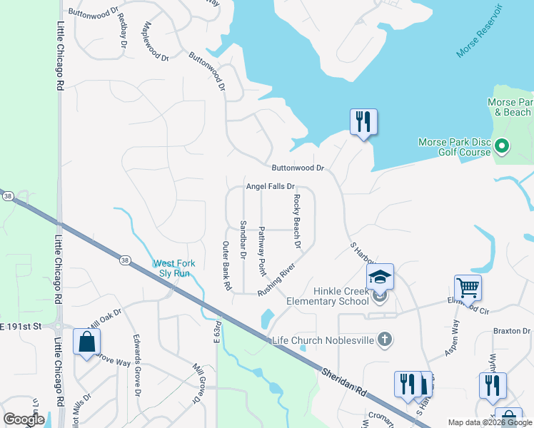map of restaurants, bars, coffee shops, grocery stores, and more near 19497 Pathway Point in Noblesville