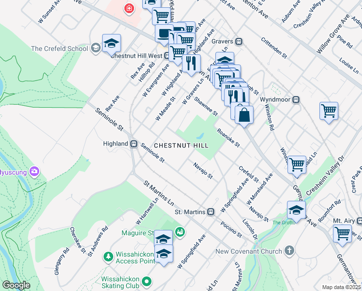 map of restaurants, bars, coffee shops, grocery stores, and more near in Philadelphia