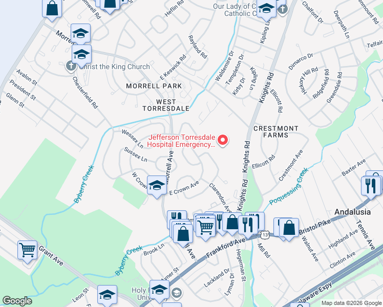 map of restaurants, bars, coffee shops, grocery stores, and more near 3526 East Crown Avenue in Philadelphia