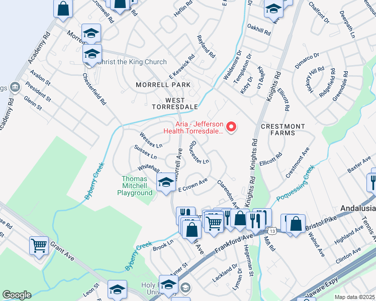 map of restaurants, bars, coffee shops, grocery stores, and more near 3526 East Crown Avenue in Philadelphia