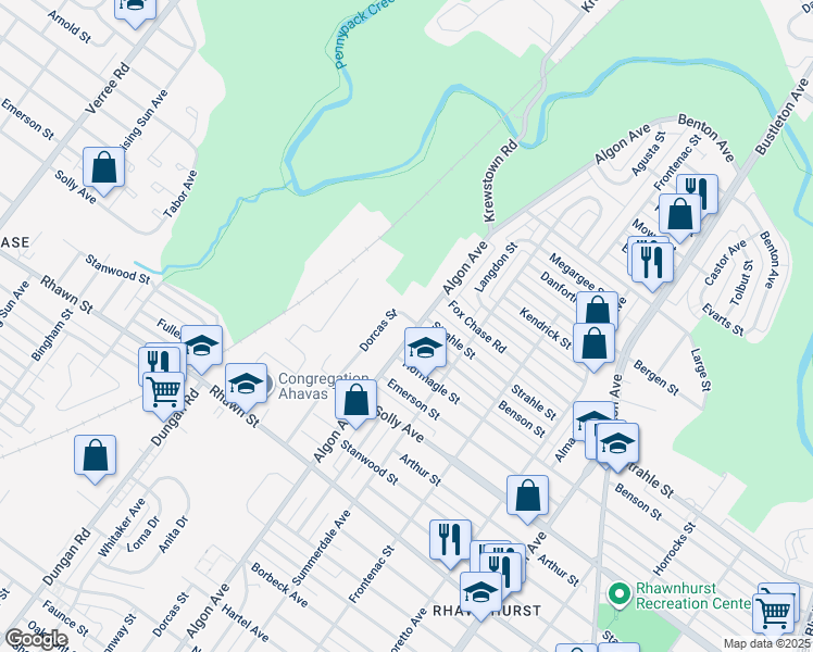 map of restaurants, bars, coffee shops, grocery stores, and more near 8324 Dorcas Street in Philadelphia