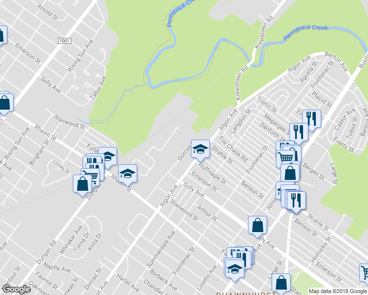 map of restaurants, bars, coffee shops, grocery stores, and more near 8324 Dorcas Street in Philadelphia