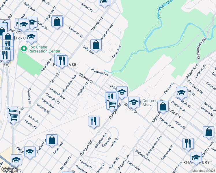 map of restaurants, bars, coffee shops, grocery stores, and more near 1208 Fuller Street in Philadelphia