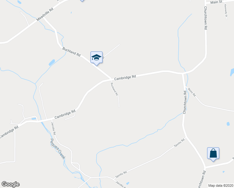 map of restaurants, bars, coffee shops, grocery stores, and more near Buchland Road in Narvon