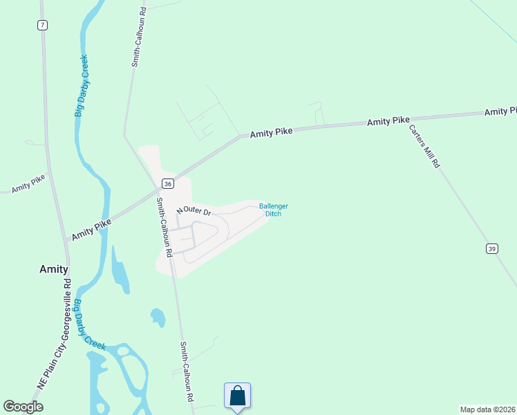 map of restaurants, bars, coffee shops, grocery stores, and more near South Outer Drive in Plain City