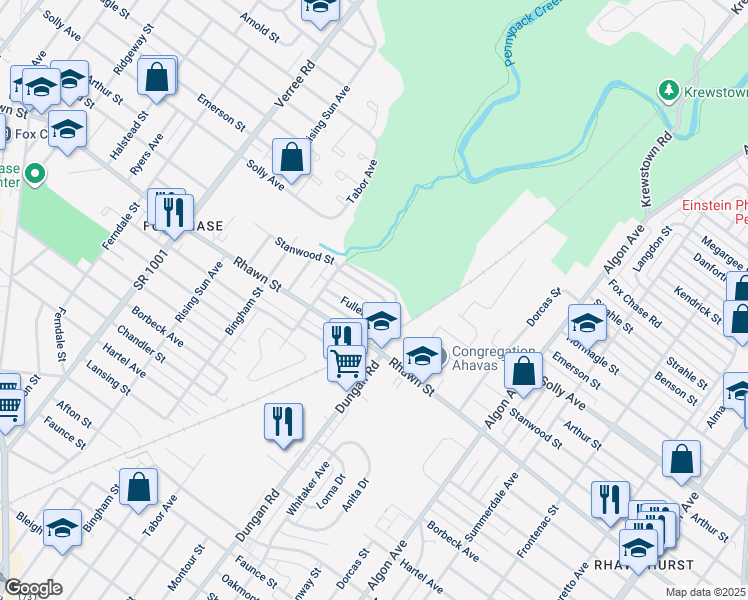 map of restaurants, bars, coffee shops, grocery stores, and more near 1242 Stanwood Street in Philadelphia