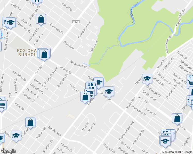 map of restaurants, bars, coffee shops, grocery stores, and more near 1242 Stanwood Street in Philadelphia