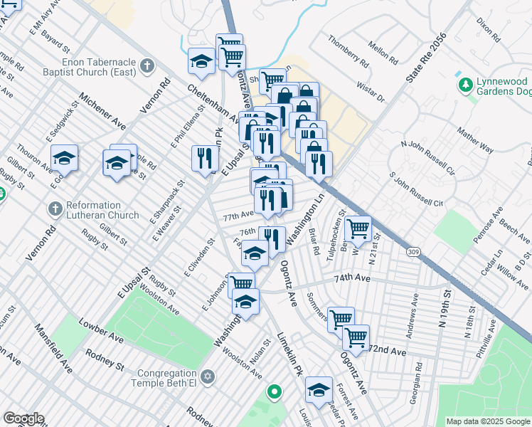 map of restaurants, bars, coffee shops, grocery stores, and more near in Philadelphia
