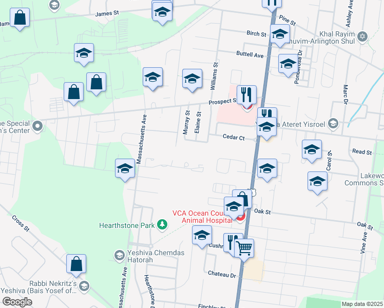 map of restaurants, bars, coffee shops, grocery stores, and more near 108 Summit Court in Lakewood