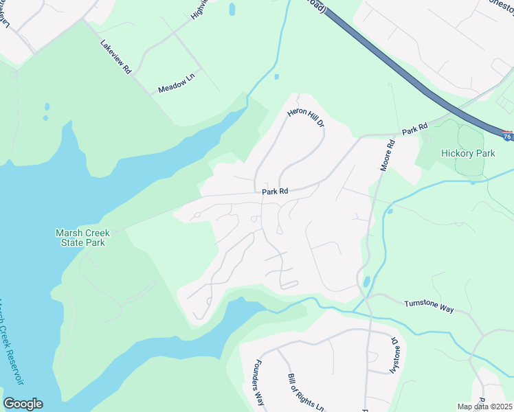 map of restaurants, bars, coffee shops, grocery stores, and more near 101 Harbour Ridge Lane in Downingtown