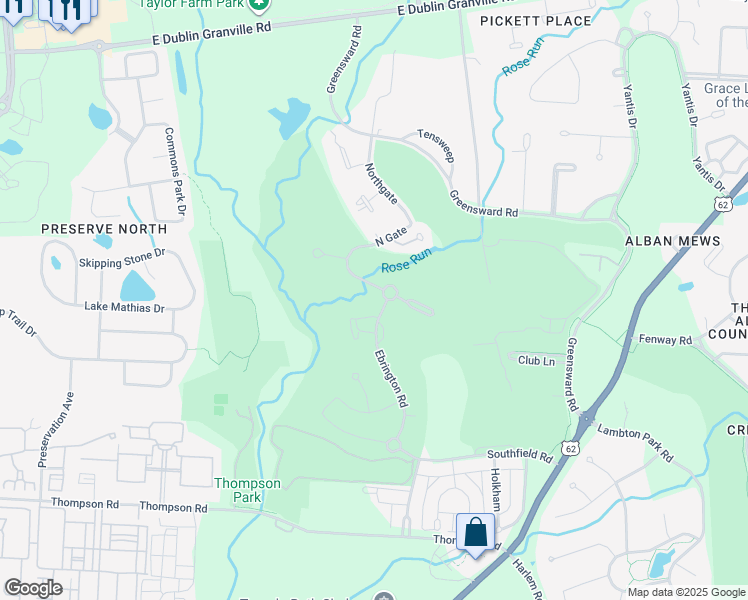 map of restaurants, bars, coffee shops, grocery stores, and more near 7 Highgrove in New Albany