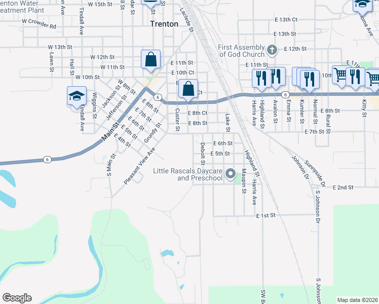 map of restaurants, bars, coffee shops, grocery stores, and more near 501 Ridgeway Avenue in Trenton