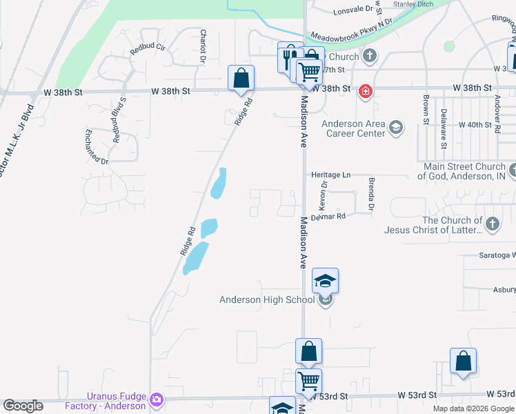map of restaurants, bars, coffee shops, grocery stores, and more near 4310 Painted Turtle Drive in Anderson