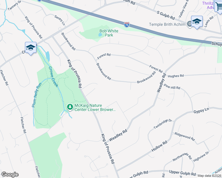 map of restaurants, bars, coffee shops, grocery stores, and more near 720 Red Oak Terrace in Wayne
