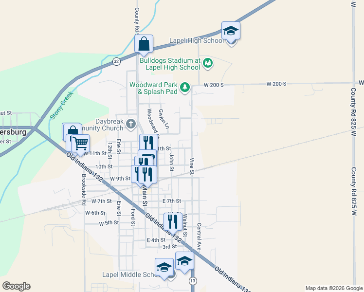 map of restaurants, bars, coffee shops, grocery stores, and more near 230 East 11th Street in Lapel